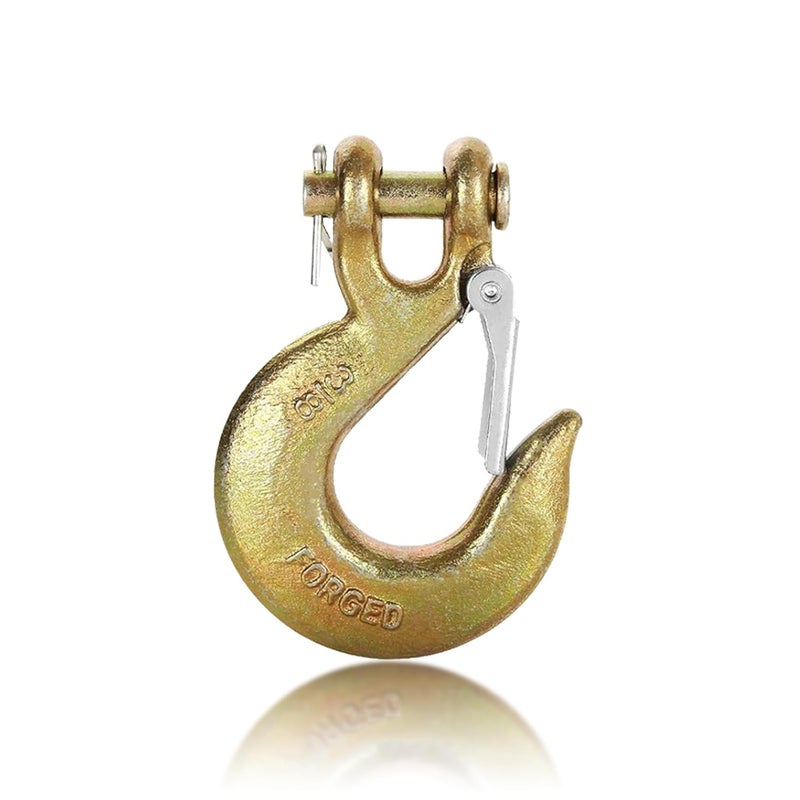 APOCHON 1 Pack Clevis Slip Hook 3/8" with Safety Latch, Heavy Duty Chain Hook for 3/8" Trailer Truck Transport Chain, G70 Winch Solid Clevis Grab Hooks for Trailer, 18,000lbs Capacity - Image 1